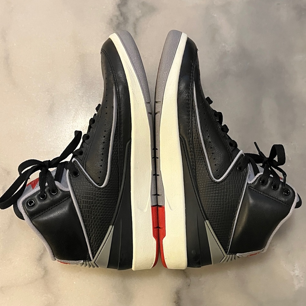 Nike Air Jordan 2 Retro Black Cement 35th Anniversary High Top Leather Sneakers - Picture 7 of 9